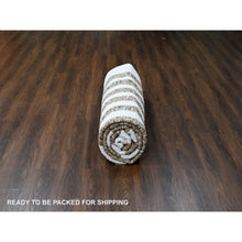 Load image into Gallery viewer, 9&#39;x11&#39;8&quot; Bole Brown, Plush Pile Minimalist Modern Stripe Design, Soft Wool Hand Knotted, Natural Dyes Oriental Rug FWR508938