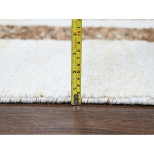 9'x11'8" Bole Brown, Plush Pile Minimalist Modern Stripe Design, Soft Wool Hand Knotted, Natural Dyes Oriental Rug FWR508938