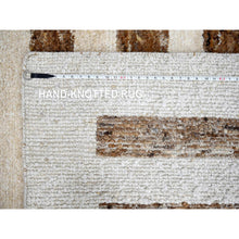 Load image into Gallery viewer, 9&#39;x11&#39;8&quot; Bole Brown, Plush Pile Minimalist Modern Stripe Design, Soft Wool Hand Knotted, Natural Dyes Oriental Rug FWR508938