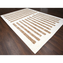 Load image into Gallery viewer, 10&#39;3&quot;x14&#39;1&quot; Burlywood Brown And Seedpearl White, Hand Knotted Thick And Soft Pile, Vegetable Dyes, Natural Wool, Thick Chunky Texture, Oriental Rug  FWR508950