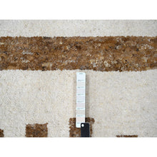 Load image into Gallery viewer, 10&#39;3&quot;x14&#39;1&quot; Burlywood Brown and Seedpearl White, Hand Knotted Thick and Soft Pile, Vegetable Dyes, Natural Wool, Minimalist Stripe Design, Oriental Rug FWR508950