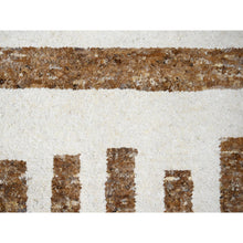 Load image into Gallery viewer, 10&#39;3&quot;x14&#39;1&quot; Burlywood Brown and Seedpearl White, Hand Knotted Thick and Soft Pile, Vegetable Dyes, Natural Wool, Minimalist Stripe Design, Oriental Rug FWR508950