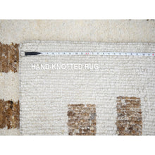 Load image into Gallery viewer, 10&#39;3&quot;x14&#39;1&quot; Burlywood Brown and Seedpearl White, Hand Knotted Thick and Soft Pile, Vegetable Dyes, Natural Wool, Minimalist Stripe Design, Oriental Rug FWR508950
