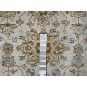 2'9"x17'10" Frosted Dawn White, Soft and Shiny Wool, Hand Knotted, Karajeh Design With Geometric Medallions, Denser Weave, Soft to The Touch Pile, XL Runner Oriental Rug FWR508956