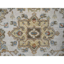 Load image into Gallery viewer, 2&#39;9&quot;x17&#39;10&quot; Frosted Dawn White, Soft And Shiny Wool, Hand Knotted, Karajeh Design With Geometric Medallions, Denser Weave, Soft To The Touch Pile, Xl Runner Oriental Rug FWR508956