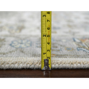 2'9"x17'10" Frosted Dawn White, Soft and Shiny Wool, Hand Knotted, Karajeh Design With Geometric Medallions, Denser Weave, Soft to The Touch Pile, XL Runner Oriental Rug FWR508956