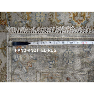 2'9"x17'10" Frosted Dawn White, Soft and Shiny Wool, Hand Knotted, Karajeh Design With Geometric Medallions, Denser Weave, Soft to The Touch Pile, XL Runner Oriental Rug FWR508956
