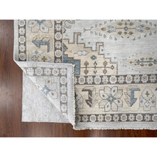 Load image into Gallery viewer, 10&#39;x10&#39; Krypton Gray, Vegetable Dyes Persian Village Influence Design With Tribal Geometric Motifs, Denser Weave, Hand Knotted, Velvety and Soft Wool, Square Oriental Rug FWR508992