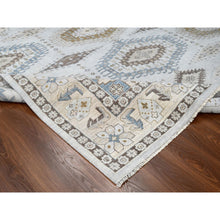 Load image into Gallery viewer, 10&#39;x10&#39; Krypton Gray, Vegetable Dyes Persian Village Influence Design With Tribal Geometric Motifs, Denser Weave, Hand Knotted, Velvety And Soft Wool, Square Oriental Rug FWR508992