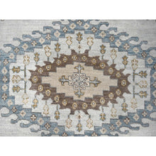Load image into Gallery viewer, 10&#39;x10&#39; Krypton Gray, Vegetable Dyes Persian Village Influence Design With Tribal Geometric Motifs, Denser Weave, Hand Knotted, Velvety and Soft Wool, Square Oriental Rug FWR508992