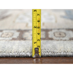 10'x10' Krypton Gray, Vegetable Dyes Persian Village Influence Design With Tribal Geometric Motifs, Denser Weave, Hand Knotted, Velvety and Soft Wool, Square Oriental Rug FWR508992