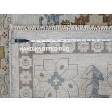 Load image into Gallery viewer, 10&#39;x10&#39; Krypton Gray, Vegetable Dyes Persian Village Influence Design With Tribal Geometric Motifs, Denser Weave, Hand Knotted, Velvety and Soft Wool, Square Oriental Rug FWR508992
