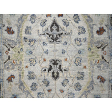Load image into Gallery viewer, 2&#39;5&quot;x18&#39; Pearl With Tin Lizzle Gray, Denser Weave, Vegetable Dyes, Hand Knotted Oushak Floral Motifs Design, 100% Wool, XL Runner Oriental Rug FWR509052