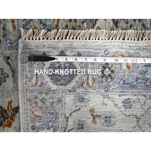 2'5"x18' Pearl With Tin Lizzle Gray, Denser Weave, Vegetable Dyes, Hand Knotted Oushak Floral Motifs Design, 100% Wool, XL Runner Oriental Rug FWR509052