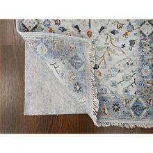 Load image into Gallery viewer, 2&#39;6&quot;x18&#39; Reflection Gray With Steely Gray Border, Natural Wool, Denser Weave, Hand Knotted, Vegetable Dyes, Floral Pattern Oushak Oriental XL Runner Rug FWR509058