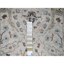 Load image into Gallery viewer, 2&#39;6&quot;x18&#39; Reflection Gray With Steely Gray Border, Natural Wool, Denser Weave, Hand Knotted, Vegetable Dyes, Floral Pattern Oushak Oriental XL Runner Rug FWR509058