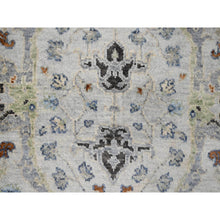 Load image into Gallery viewer, 2&#39;6&quot;x18&#39; Reflection Gray With Steely Gray Border, Natural Wool, Denser Weave, Hand Knotted, Vegetable Dyes, Floral Pattern Oushak Oriental XL Runner Rug FWR509058