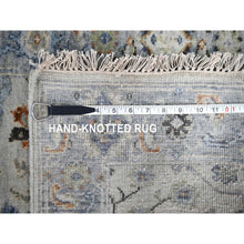 Load image into Gallery viewer, 2&#39;6&quot;x18&#39; Reflection Gray With Steely Gray Border, Natural Wool, Denser Weave, Hand Knotted, Vegetable Dyes, Floral Pattern Oushak Oriental XL Runner Rug FWR509058