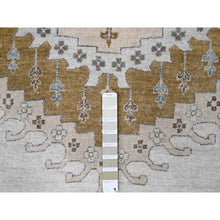 Load image into Gallery viewer, 12&#39;3&quot;x18&#39; Solitude Gray, Hand Knotted, Persian Village Influence Design And Geometric Motifs, Shiny And Soft Wool, Natural Dyes, Densely Woven Oriental Oversized Rug FWR509064