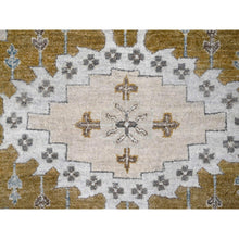 Load image into Gallery viewer, 12&#39;3&quot;x18&#39; Solitude Gray, Hand Knotted, Persian Village Influence Design And Geometric Motifs, Shiny And Soft Wool, Natural Dyes, Densely Woven Oriental Oversized Rug FWR509064