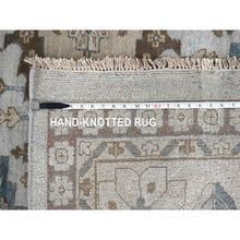 Load image into Gallery viewer, 12&#39;3&quot;x18&#39; Solitude Gray, Hand Knotted, Persian Village Influence Design And Geometric Motifs, Shiny And Soft Wool, Natural Dyes, Densely Woven Oriental Oversized Rug FWR509064