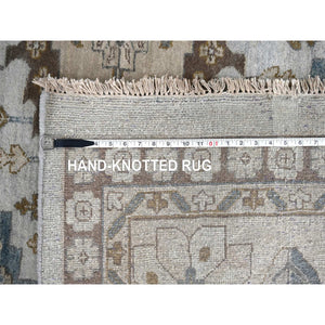 12'3"x18' Solitude Gray, Hand Knotted, Persian Village Influence Design And Geometric Motifs, Shiny And Soft Wool, Natural Dyes, Densely Woven Oriental Oversized Rug FWR509064
