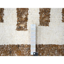 Load image into Gallery viewer, 10&#39;x10&#39; Oak Brown And Shoji White, Pure And Shiny Wool, Modern Thick Chunky Texture, Soft And Vibrant Pile, Hand Knotted, Round Oriental Rug FWR509070