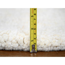 Load image into Gallery viewer, 10&#39;x10&#39; Oak Brown and Shoji White, Pure and Shiny Wool, Modern Thick Chunky Texture, Soft and Vibrant Pile, Hand Knotted, Round Oriental Rug FWR509070