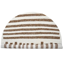 Load image into Gallery viewer, 12&#39;x12&#39; Dark Chestnut Brown With Eider White, Hand Knotted Modern Minimalist Stripe Design, Soft and Vibrant Pile, Vegetable Dyes, Extra Soft Wool Oriental Round Rug FWR509076
