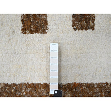Load image into Gallery viewer, 12&#39;x12&#39; Dark Chestnut Brown With Eider White, Hand Knotted Modern Minimalist Stripe Design, Soft and Vibrant Pile, Vegetable Dyes, Extra Soft Wool Oriental Round Rug FWR509076