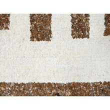 Load image into Gallery viewer, 12&#39;x12&#39; Dark Chestnut Brown With Eider White, Hand Knotted Modern Minimalist Stripe Design, Soft and Vibrant Pile, Vegetable Dyes, Extra Soft Wool Oriental Round Rug FWR509076