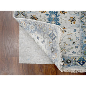 2'3"x8' Miller Mood Gray, Velvety And Soft Wool, Densely Woven, Hand Knotted, Floral Motifs Oushak Design Oriental Runner Rug FWR509130