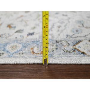 2'3"x8' Miller Mood Gray, Velvety And Soft Wool, Densely Woven, Hand Knotted, Floral Motifs Oushak Design Oriental Runner Rug FWR509130