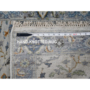 2'3"x8' Miller Mood Gray, Velvety And Soft Wool, Densely Woven, Hand Knotted, Floral Motifs Oushak Design Oriental Runner Rug FWR509130