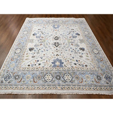 Load image into Gallery viewer, 10&#39;x10&#39; Summer and Sharkfin Gray, Denser Weave Oushak All Over Floral Design, Natural Dyes, Shiny Wool, Hand Knotted Square Oriental Rug FWR509154
