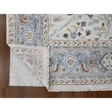 Load image into Gallery viewer, 10&#39;x10&#39; Summer And Sharkfin Gray, Denser Weave Oushak All Over Floral Design, Natural Dyes, Shiny Wool, Hand Knotted Square Oriental Rug FWR509154
