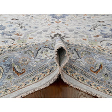 Load image into Gallery viewer, 10&#39;x10&#39; Summer and Sharkfin Gray, Denser Weave Oushak All Over Floral Design, Natural Dyes, Shiny Wool, Hand Knotted Square Oriental Rug FWR509154