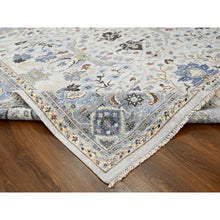 Load image into Gallery viewer, 10&#39;x10&#39; Summer and Sharkfin Gray, Denser Weave Oushak All Over Floral Design, Natural Dyes, Shiny Wool, Hand Knotted Square Oriental Rug FWR509154