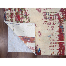 Load image into Gallery viewer, 9&#39;3&quot;x12&#39;2&quot; Accessible Beige With Cherries Jubilee Red, Hand Knotted Pure Wool, Modern Abstract Design, Nepali 100 Knots Weave, Tone on Tone Oriental Rug FWR509184
