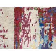 Load image into Gallery viewer, 9&#39;3&quot;x12&#39;2&quot; Accessible Beige With Cherries Jubilee Red, Hand Knotted Pure Wool, Modern Abstract Design, Nepali 100 Knots Weave, Tone On Tone Oriental Rug FWR509184