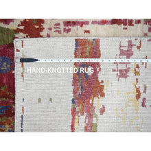 Load image into Gallery viewer, 9&#39;3&quot;x12&#39;2&quot; Accessible Beige With Cherries Jubilee Red, Hand Knotted Pure Wool, Modern Abstract Design, Nepali 100 Knots Weave, Tone on Tone Oriental Rug FWR509184