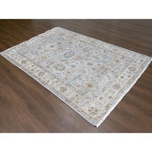 6'1"x9' Wythe Blue With Grant Beige, Extra Soft Wool Hand Knotted, Oushak Design Supple Collection, Thick And Plush, Oriental Rug FWR509310