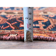 Load image into Gallery viewer, 4&#39;1&quot;x6&#39;9&quot; Blush Red, Vintage Persian Hamadan with Geometric Design, Shaved Down, Zero Pile, Sides and Ends Professionally Secured, Evenly Worn, Hand Knotted, 100% Wool, Oriental Rug FWR5088