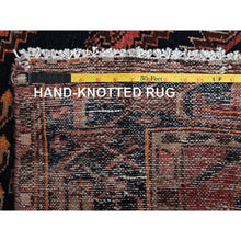 Load image into Gallery viewer, 4&#39;1&quot;x6&#39;9&quot; Blush Red, Vintage Persian Hamadan With Geometric Design, Shaved Down, Zero Pile, Sides And Ends Professionally Secured, Evenly Worn, Hand Knotted, 100% Wool, Oriental Rug FWR5088