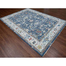 Load image into Gallery viewer, 8&#39;10&quot;x11&#39;10&quot; Dress Blue With Smoke Gray, Broken and Erased Persian Heriz All Over Design, Soft Color Palette, Hand Knotted Organic Wool, Denser Weave, Oriental Rug FWR509430