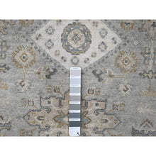 Load image into Gallery viewer, 6&#39;x11&#39;9&quot; Stargazer Gray With Polar Bear White, Natural Dyes, Pure Wool, Karajeh And All Over Geometric Design, Hand Knotted, Oriental Wide Runner Rug FWR509436