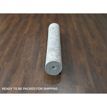 Load image into Gallery viewer, 6&#39;x11&#39;9&quot; Stargazer Gray With Polar Bear White, Natural Dyes, Pure Wool, Karajeh And All Over Geometric Design, Hand Knotted, Oriental Wide Runner Rug FWR509436