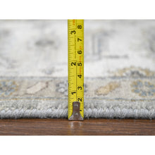 Load image into Gallery viewer, 6&#39;x11&#39;9&quot; Stargazer Gray With Polar Bear White, Natural Dyes, Pure Wool, Karajeh And All Over Geometric Design, Hand Knotted, Oriental Wide Runner Rug FWR509436