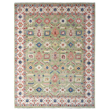 Load image into Gallery viewer, 9&#39;x12&#39; Eton Green With Decorators White, Vegetable Dyes, Plush and Lush, Green Heriz All Over Design, Pure Wool, Hand Knotted, Oriental Rug FWR509520