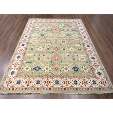 Load image into Gallery viewer, 9&#39;x12&#39; Eton Green With Decorators White, Vegetable Dyes, Plush and Lush, Green Heriz All Over Design, Pure Wool, Hand Knotted, Oriental Rug FWR509520